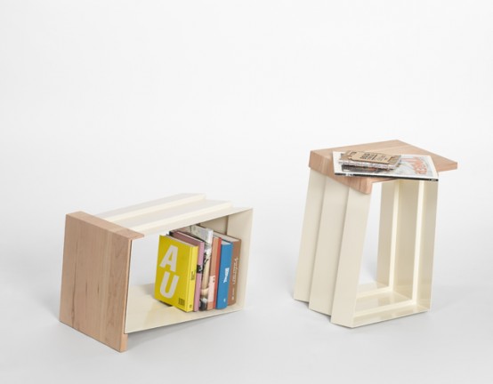 Creative Chair That Can Become A Side Table With Book Storage Space
