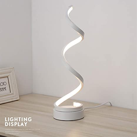 Modern LED Spiral Table Lamp, ALLOMN Curved Desk Bedside Light .