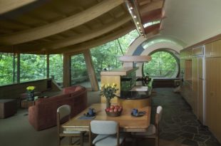 Curved Abstract House in Forest Made of Natural Materials - DigsDi
