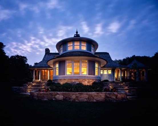 Curved House Design with Extensive Interior Woodwork - DigsDi