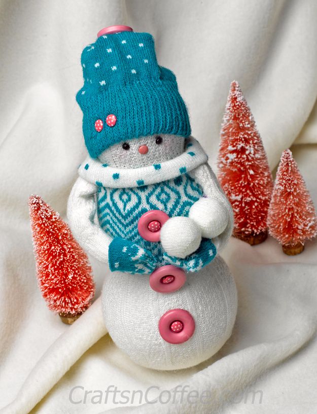 The cutest snowman made with socks & Styrofoam balls! Easy .