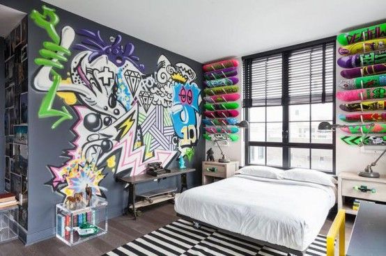 26 Daring Graffiti Statement Interior Wall Ideas | Mural, Gutterom .