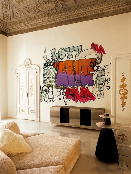 26 Daring Graffiti Statement Interior Wall Ideas - DigsDi