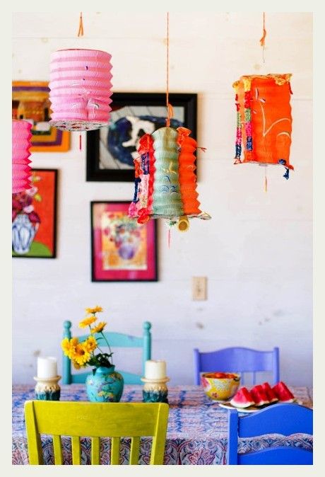 Kleurrijk Lampionnen #Teitloos | Eclectic dining room, Decor .