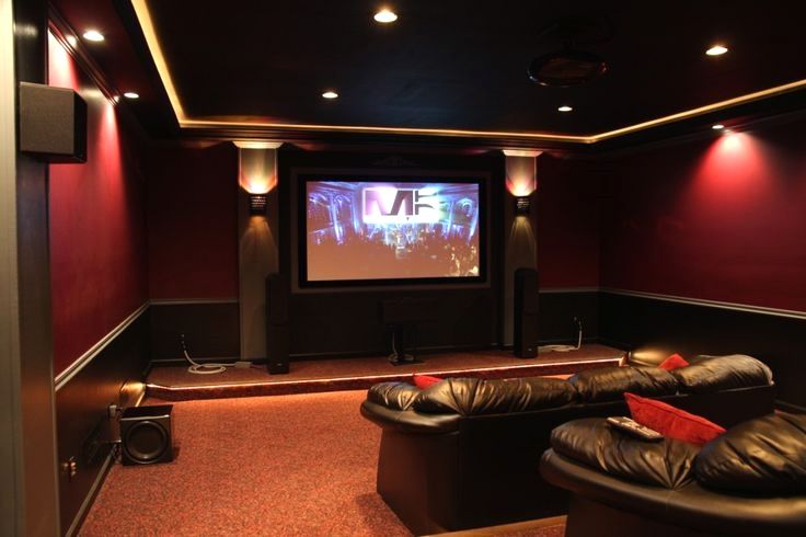 Cool Dramatic Home Theater Design With Beautiful Curtains on Every .