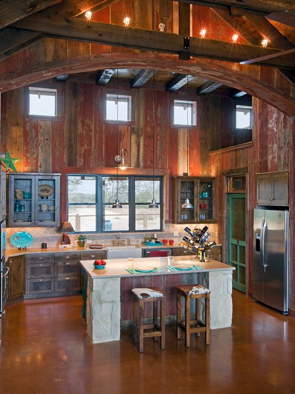 barnwood kitchen (With images) | Barn kitchen, Rustic house, Hou