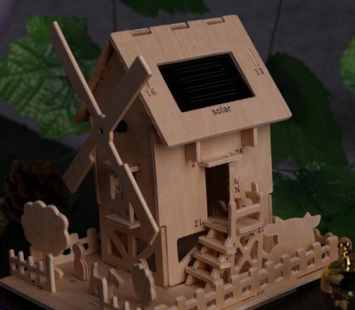 wooden solar toy house DIY Toys Eco friendly DIY Assemble Toys .