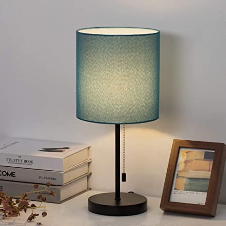 HAITRAL Modern Table Lamp, Simple Desk Lamp with Fabric Shade .