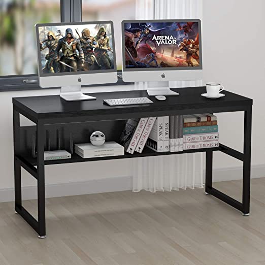 Amazon.com: ELEGANT 55" Gaming Computer Desk with Bookshelf/Metal .