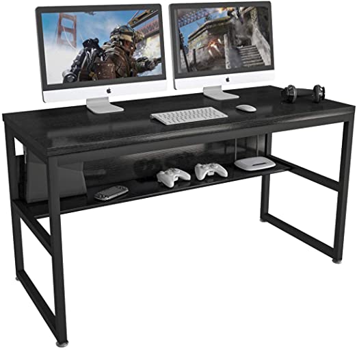Amazon.com: ELEGANT 55'' Computer Desk with Bookshelf Metal Office .