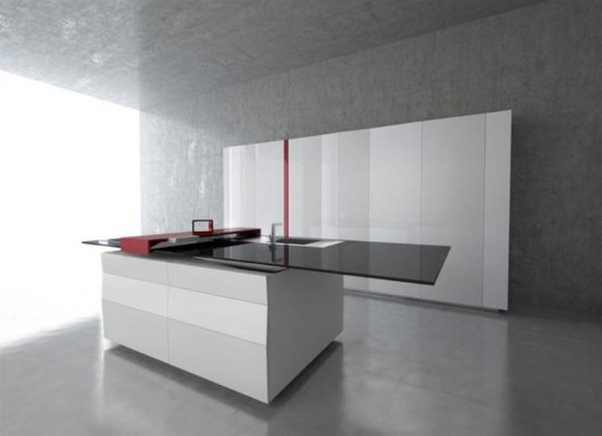 Elegant Minimalist Kitchen With High Technologies by Toncelli .