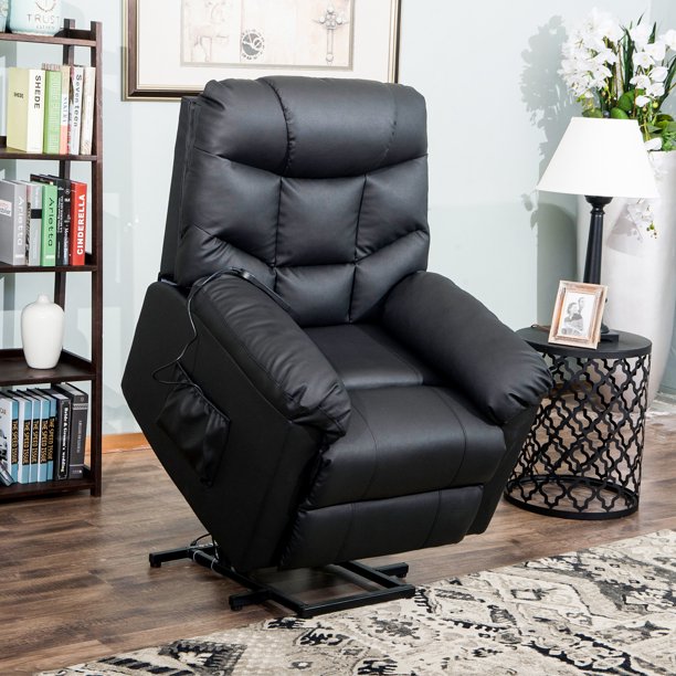 Leather Power Lift Recliner Chair with Remote Control, SEGMART PU .