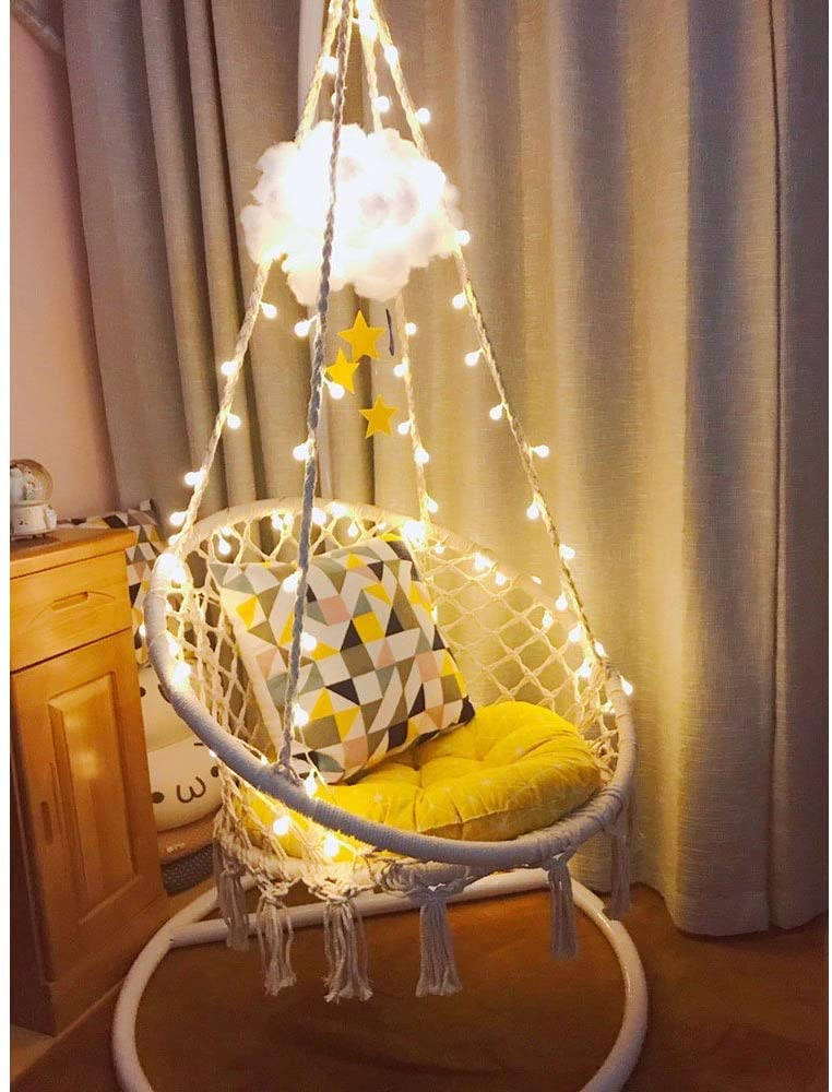 Amazon.com: Sonyabecca LED Hanging Chair Light Up Macrame Hammock .