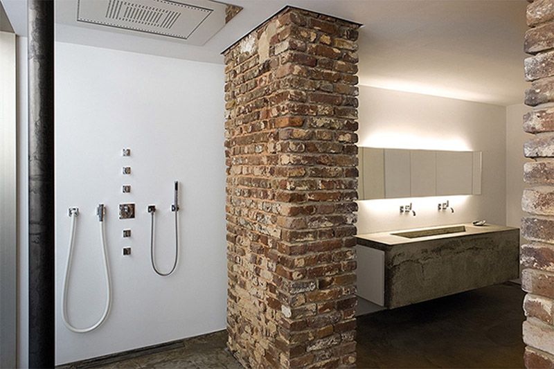 Pin by Cristina Meola Gioia on My dream home | Brick bathroom .