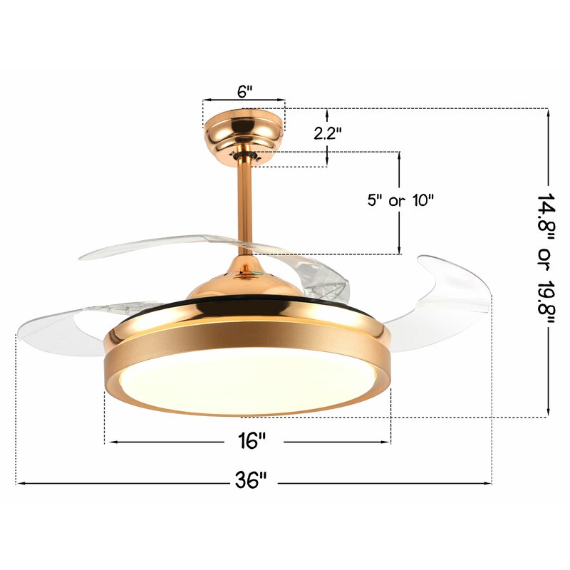 Wrought Studio Gerede 3 - Blade LED Retractable Blades Ceiling Fan .