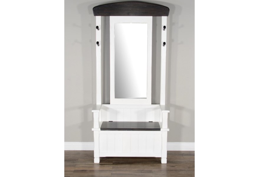 Sunny Designs 2537 Hall Tree with Storage Bench and Mirror .