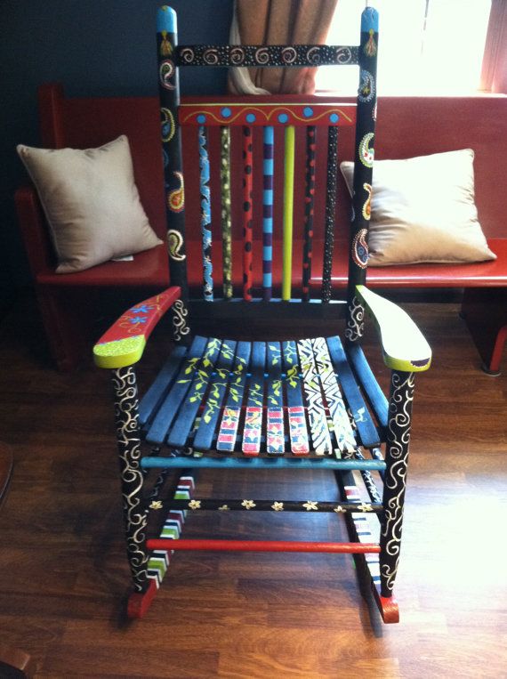 Fun and Funky Rocking Chair by angelahoffman01 on Etsy | Painted .