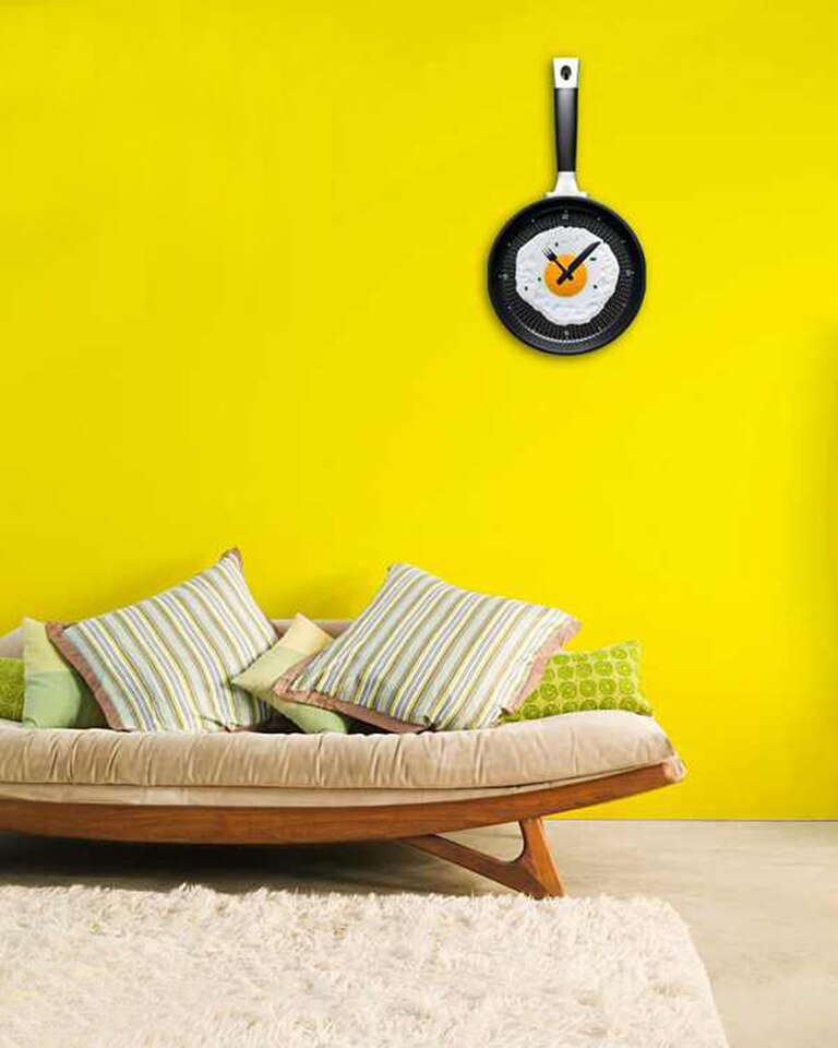 Home Decoration Wall Clock Creative Omelette Fry Pan Fried Egg .