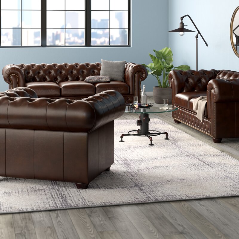 Trent Austin Design Worcester 3 Piece Leather Living Room Set .