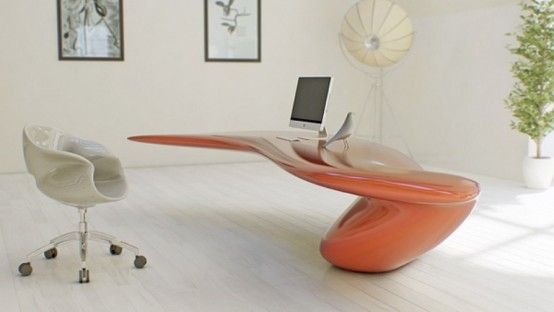 Futuristic Bright Office Desk Of Acryl | Ultra modern living room .