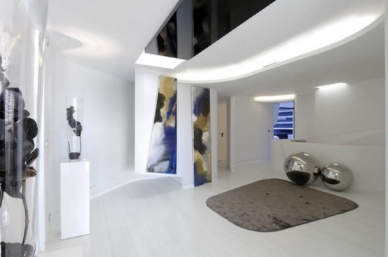 Futuristic Duplex Design In White Tones - DigsDi