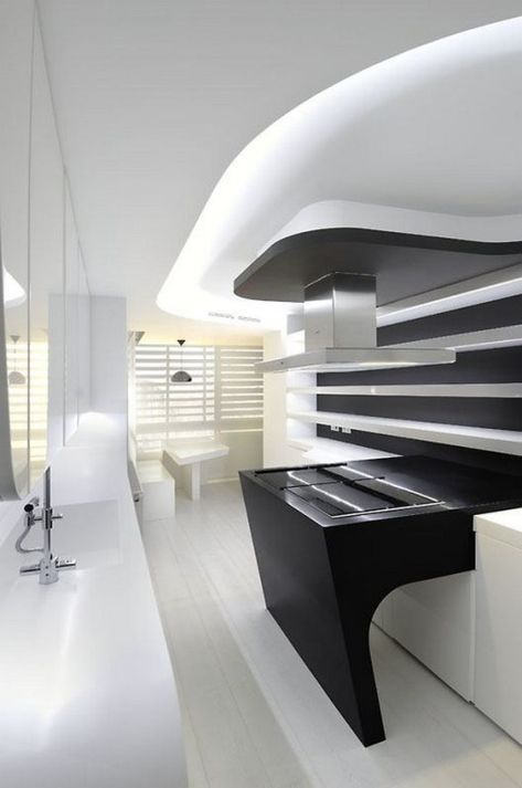 Futuristic Duplex Design In White Tones | Futuristic interior .