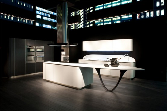 Futuristic Kitchen Design With Round Corners Ola 20 by Snaidero