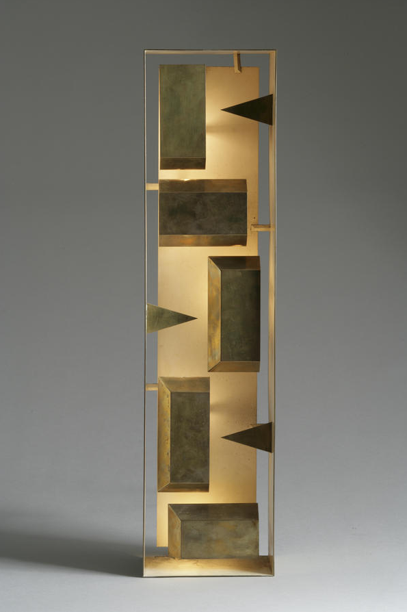 Gio Ponti; Brass and Enameled Brass 'Fato' Wall Light for .