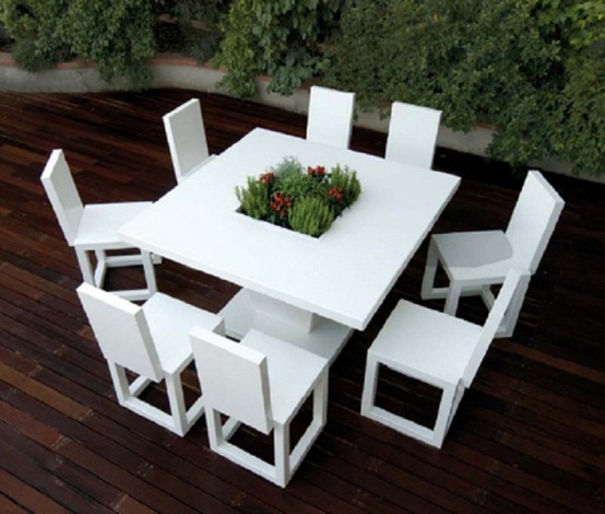 Garden Furniture Made With Matte White Lacquered Aluminum - DigsDi