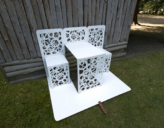 Garden Furniture Made With Matte White Lacquered Aluminum - DigsDi