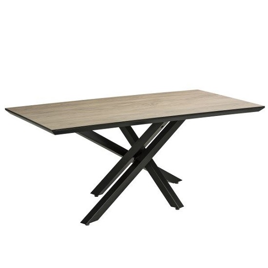 Saltos Glass Dining Table In Light Oak With Black Spider Legs .