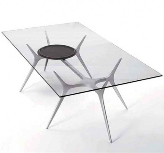 Glass Top Dining Table With Spider Legs - DigsDi