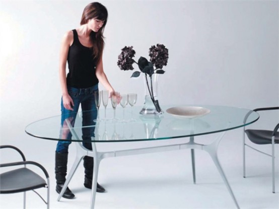 Glass Top Dining Table With Spider Legs - DigsDi