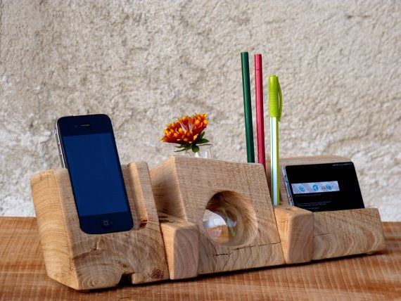 SALE Hand painted iPhone Wood Docking Station Wooden iPhone Stand .
