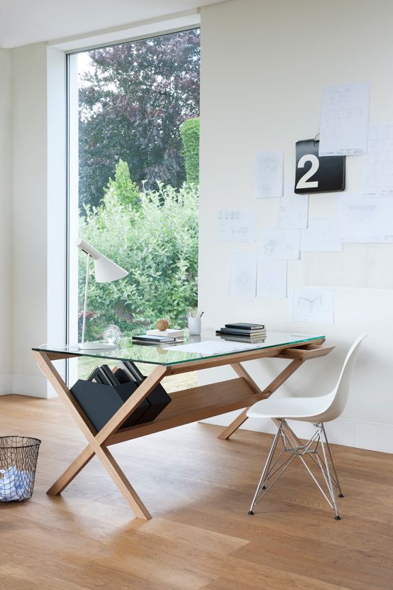 Home Office Desk with Innovative Paper Storage | Minimalist ev, Iç .