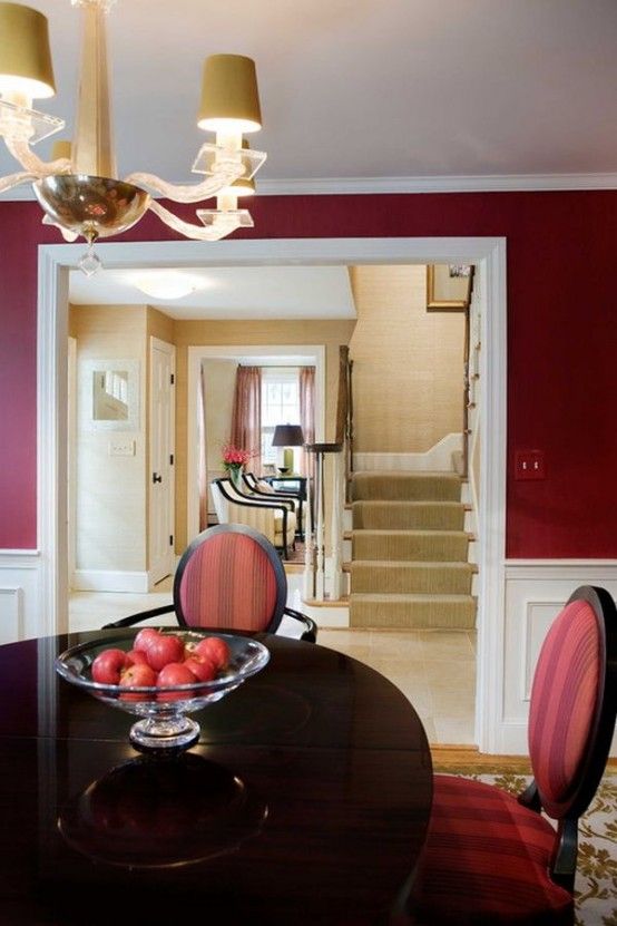 24 Hot Cranberry Monochromatic Rooms | DigsDigs | Red dining room .