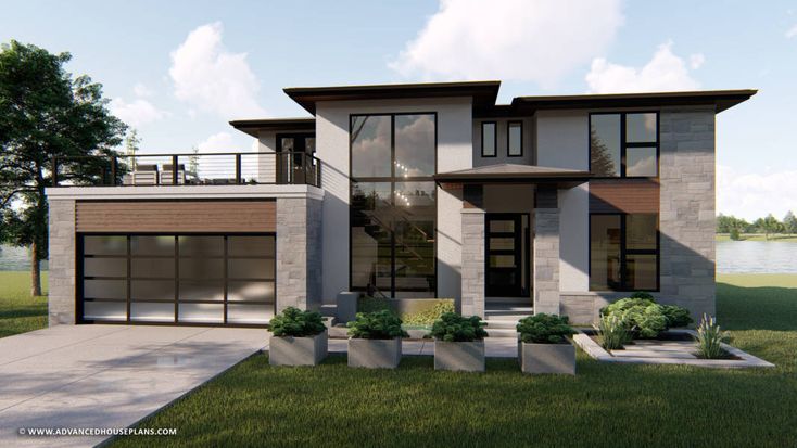 Summit 1.5 Story Modern Prairie House Plan in 2020 | Prairie house .