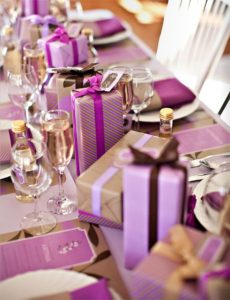 Radiant Orchid Bridal Shower Ideas — True Blu | Purple table .
