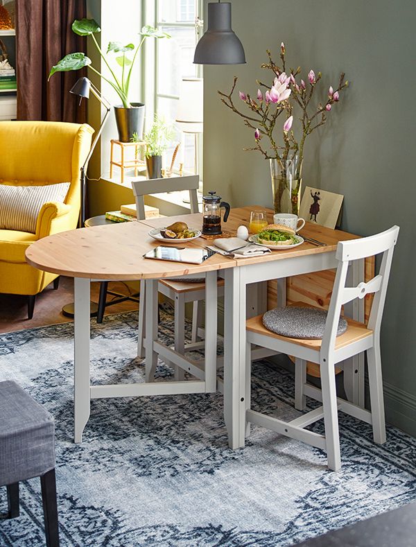 GAMLEBY Gateleg table, light antique stain, gray - IKEA in 2020 .