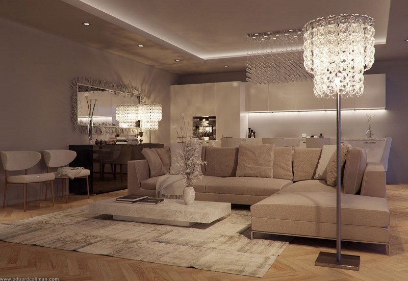 Luxurious Living Rooms in a Small Apartment Designed by Eduard .