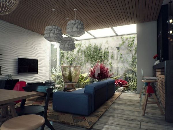Vivacious living space that invites in nature supplemented by .