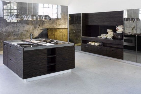 Kitchen with Glass Top and Integrated Handles - Brera from Elam .