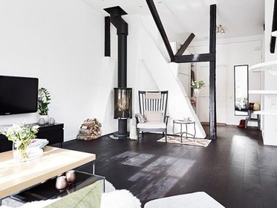 Laconic Black And White Loft With Vintage Touches (With images .