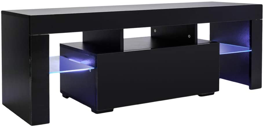 Amazon.com: Mecor Modern Black TV Stand with LED Light, High Gloss .