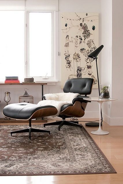You Dont just sit on a sheepskin rug. You FLY on it | Eames lounge .