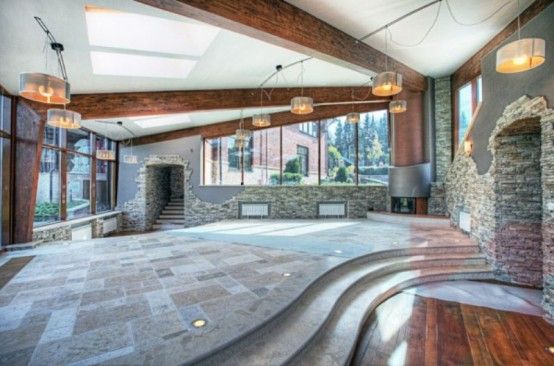 Beautiful interior made of rough stone. | Luxury homes, House .
