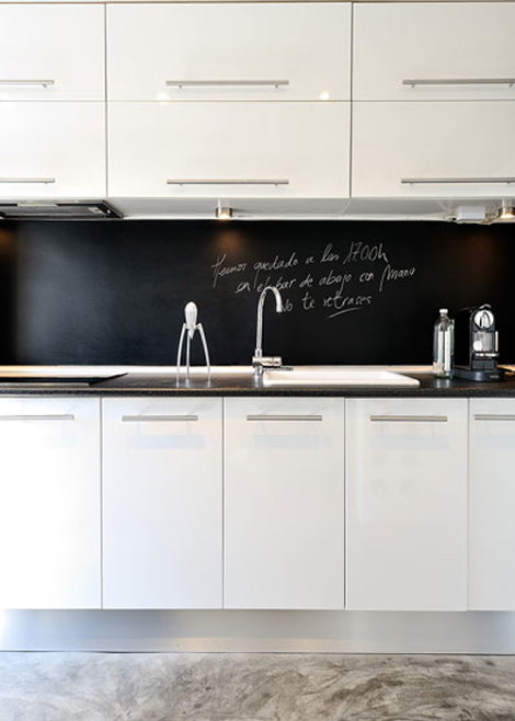 Blackboard | Modern black kitchen, White modern kitchen, Kitchen .