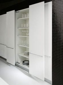 sideways-shifting Kitchen cupboard doors for Narrow Areas. by .