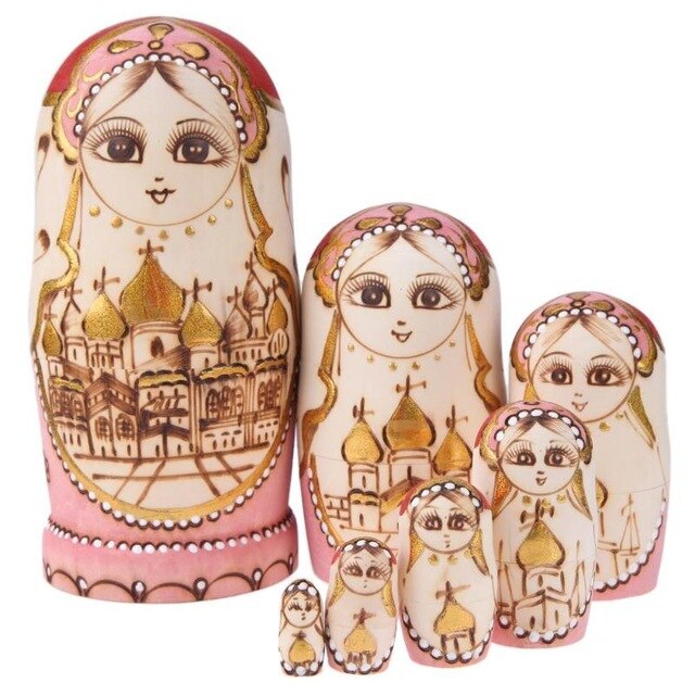 7pcs Russian Matryoshka Dolls Basswood Creative Nesting Dolls Toys .