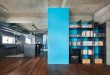 Minimalist And Industrial Apartment Design With Turquoise Accents .